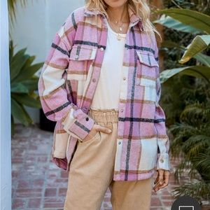 lulus pink plaid shacket